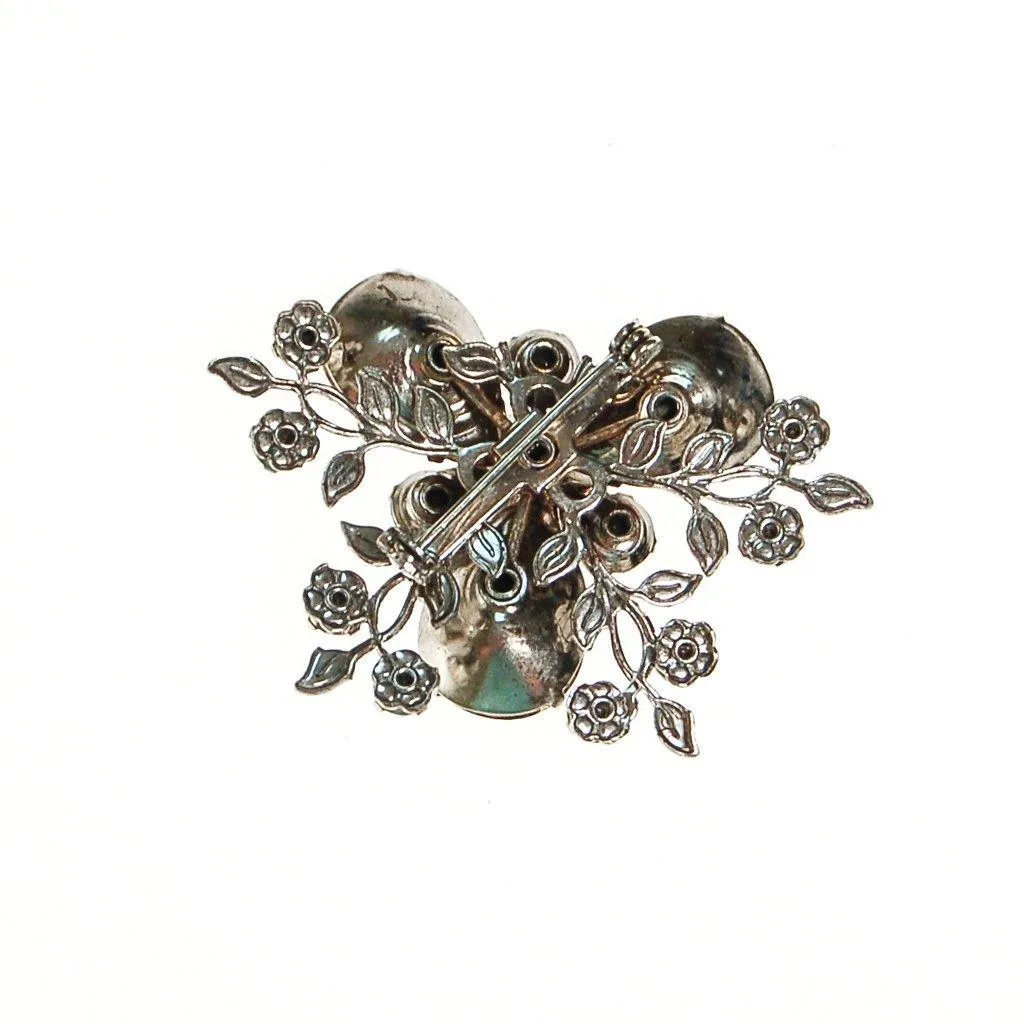 Purple and Smokey Gray Rhinestone Flower Brooch