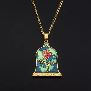 "Beauty and the Beast" Enchanted Rose Necklace