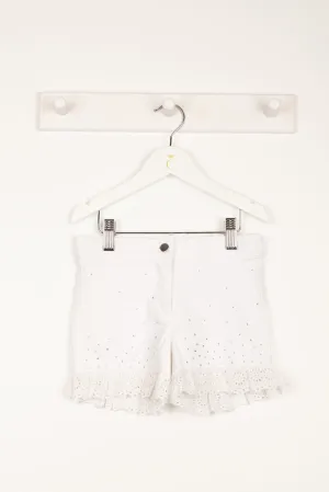 "Zoey" White Diamanté Denim Shorts