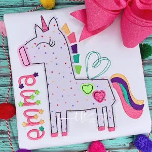 {Rainbow Party Unicorn} applique tee