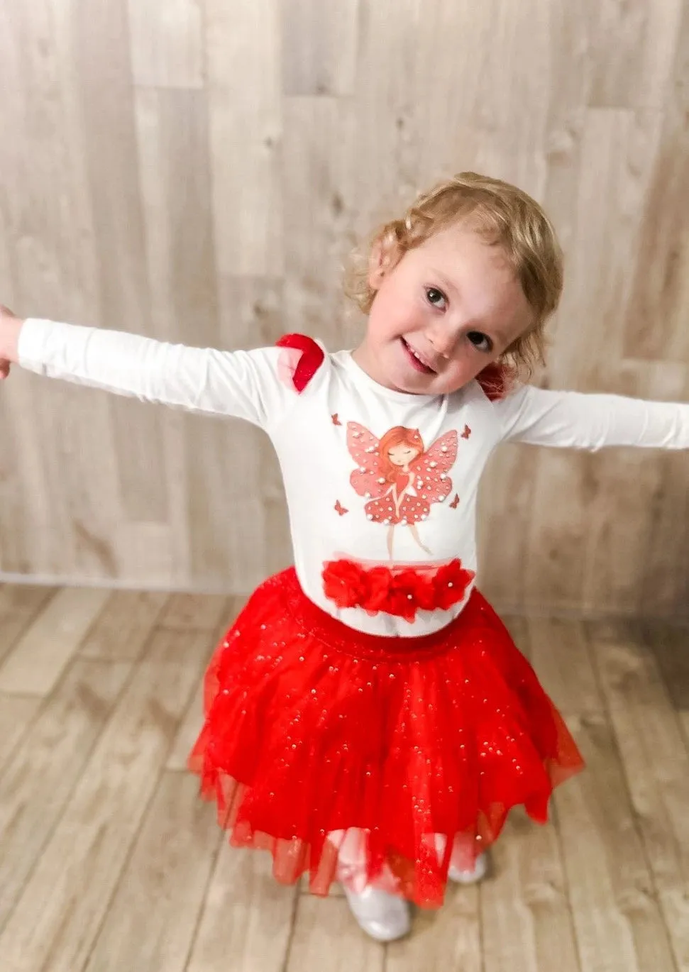 Red Tulle Fairy Sparkle Skirt Set