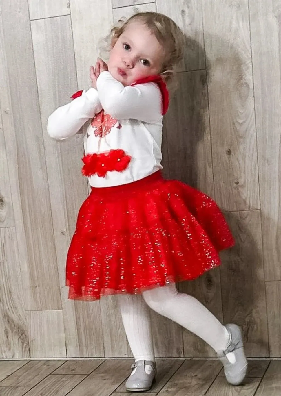 Red Tulle Fairy Sparkle Skirt Set