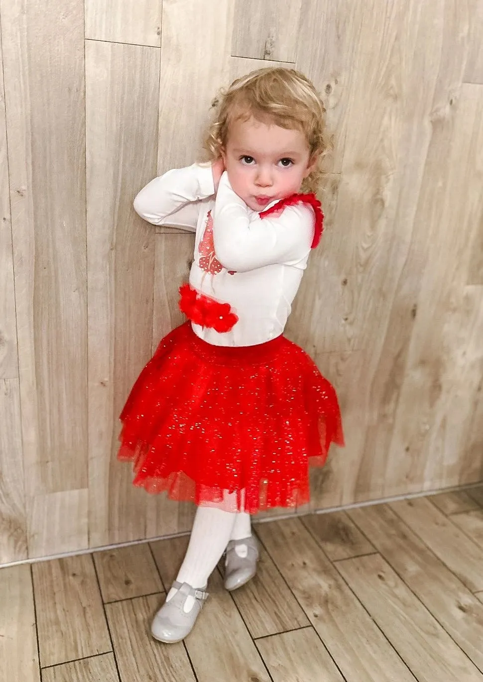 Red Tulle Fairy Sparkle Skirt Set
