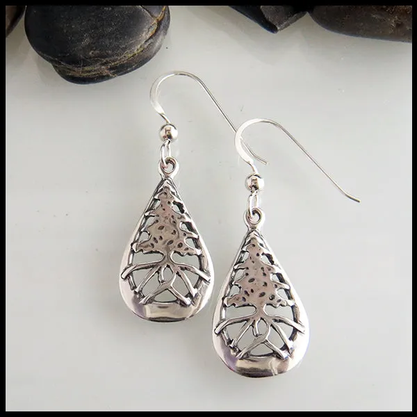 Rustic Celtic Pine Tree Earrings