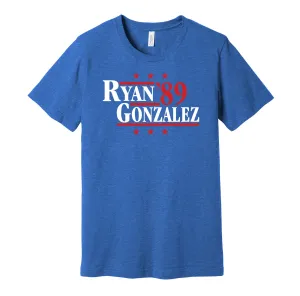 Ryan & Gonzalez '89 - Texas Baseball Legends Political Campaign Parody T-Shirt - Hyper Than Hype Shirts