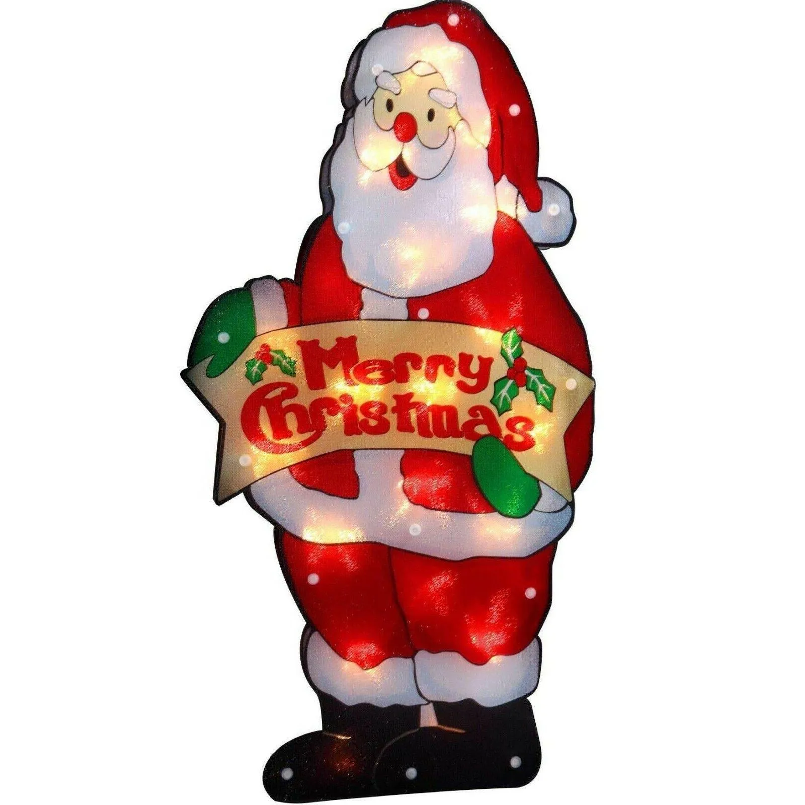 Santa Merry Xmas Sign Christmas LED Light Silhouette