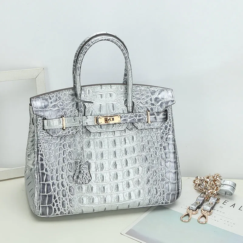 Savannah Crocodile Embossed Tote (Medium) - Spring Collection
