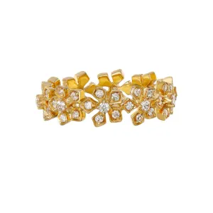 Sethi Couture 18K Yellow Gold Enchanted Garden White Diamond Eternity Band - Size 7