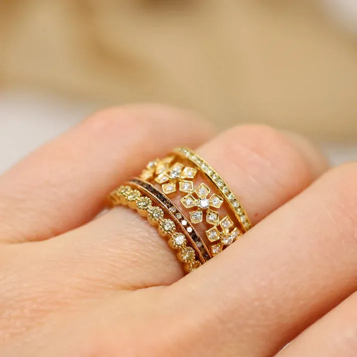 Sethi Couture 18K Yellow Gold Enchanted Garden White Diamond Eternity Band - Size 7