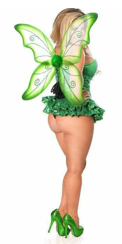 Sexy Deluxe Sequin Green Fairy Corset Dress Halloween Costume