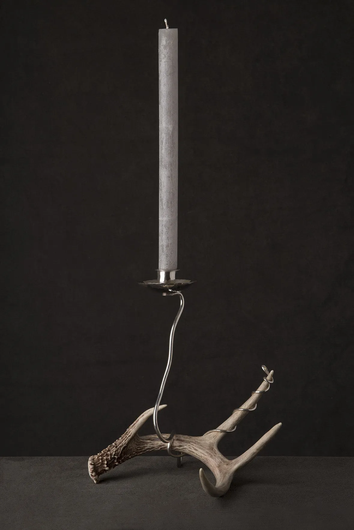 Silver Candelabra with Antler