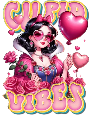 Snow White Cupid Vibes in Pink DTF (direct-to-film) Transfer