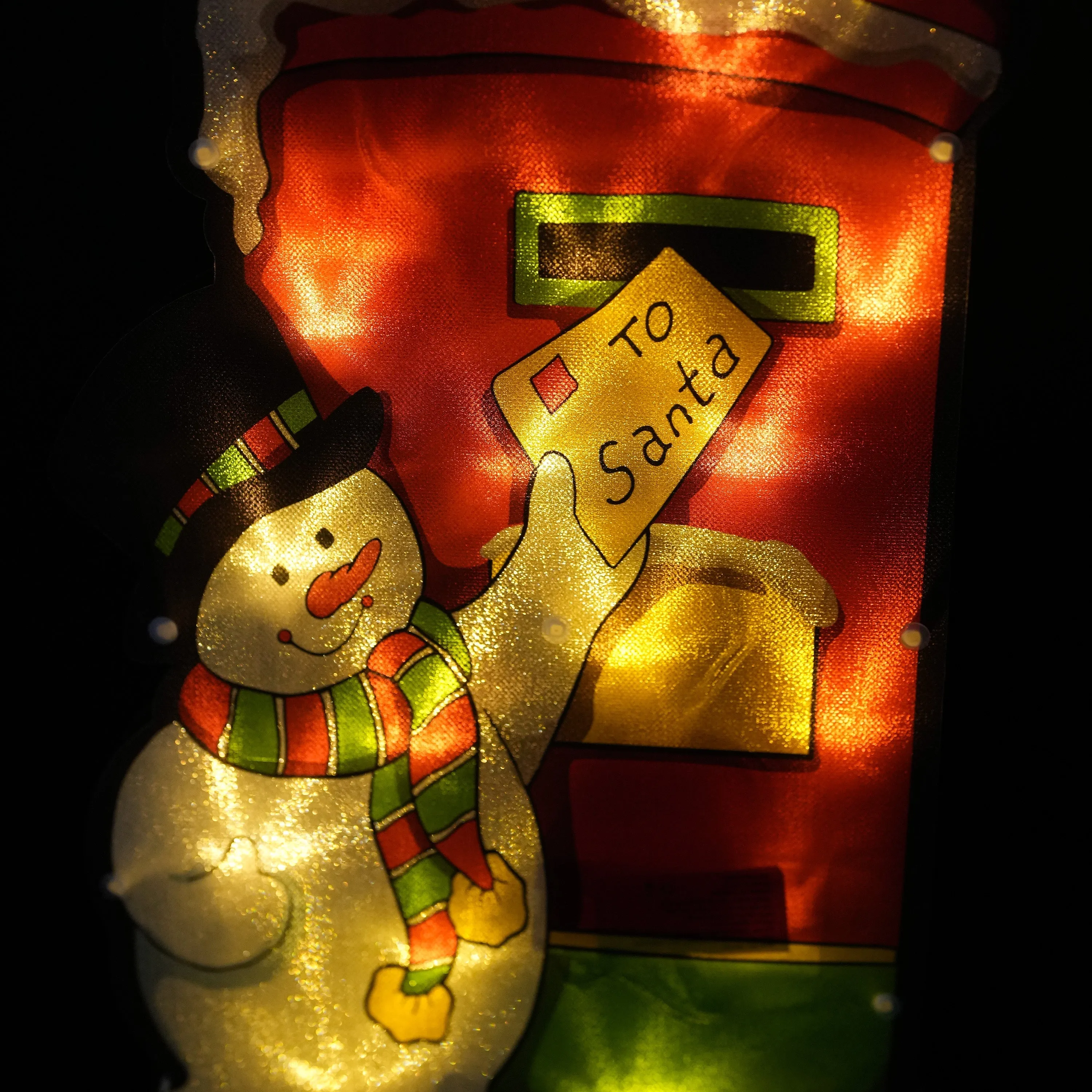 Snowman Post Sign Christmas LED Light Silhouette
