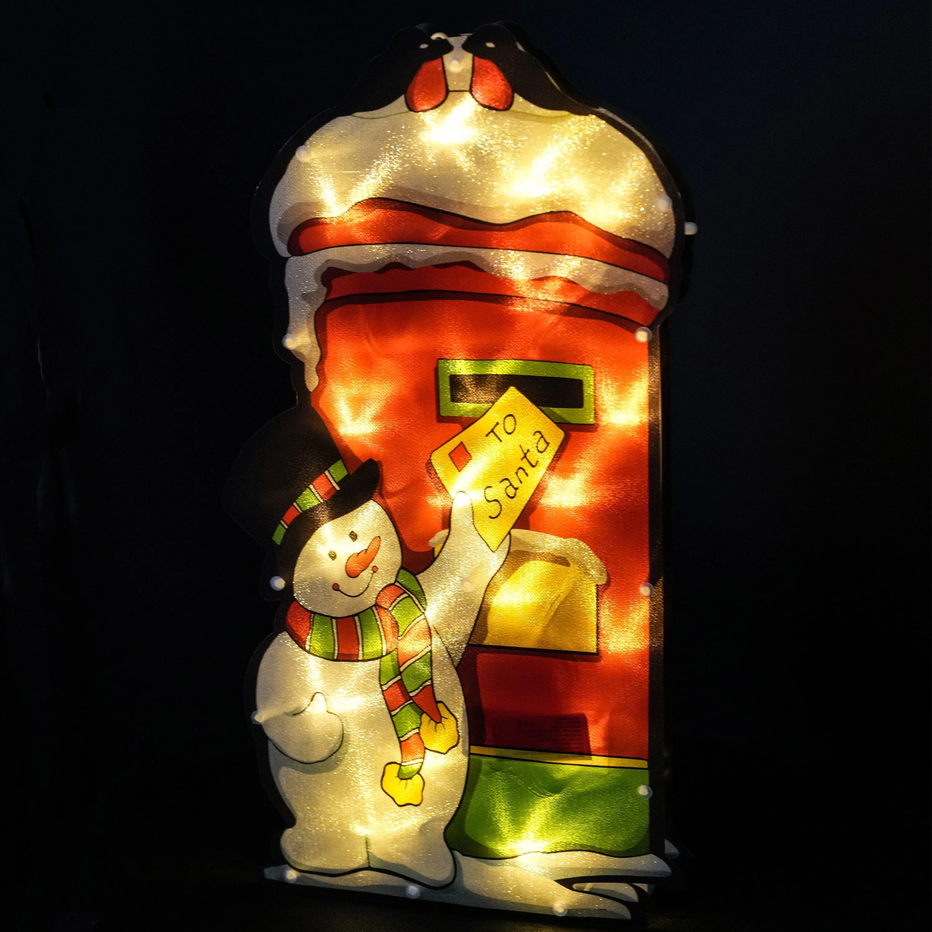 Snowman Post Sign Christmas LED Light Silhouette
