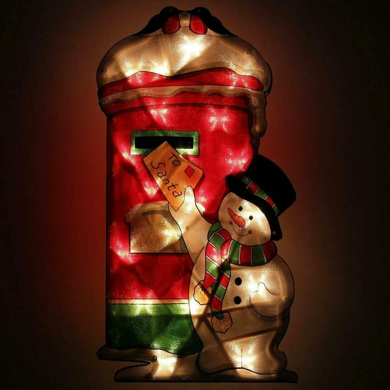 Snowman Post Sign Christmas LED Light Silhouette