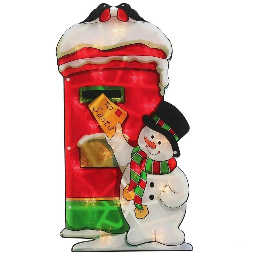 Snowman Post Sign Christmas LED Light Silhouette