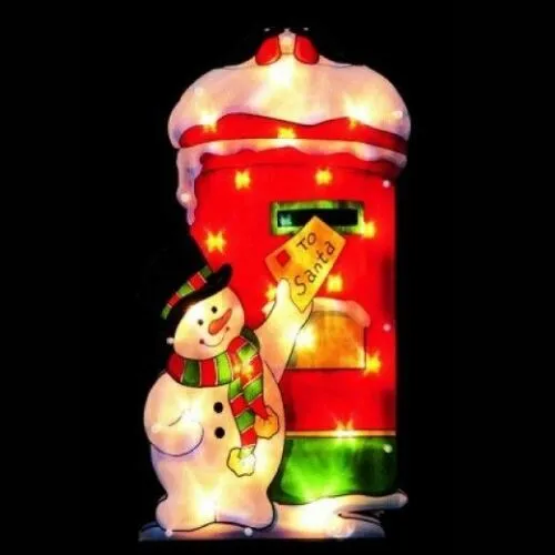 Snowman Post Sign Christmas LED Light Silhouette