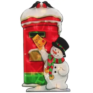 Snowman Post Sign Christmas LED Light Silhouette