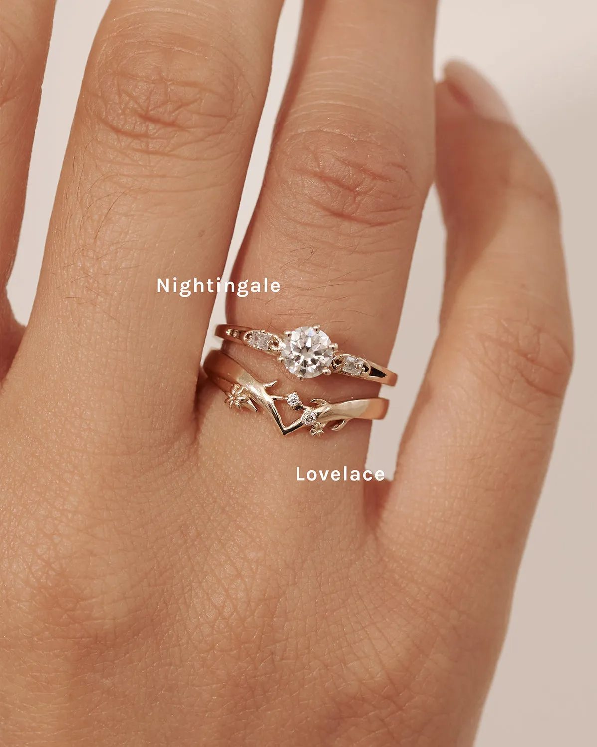 Solid Gold Nightingale Solitaire Ring