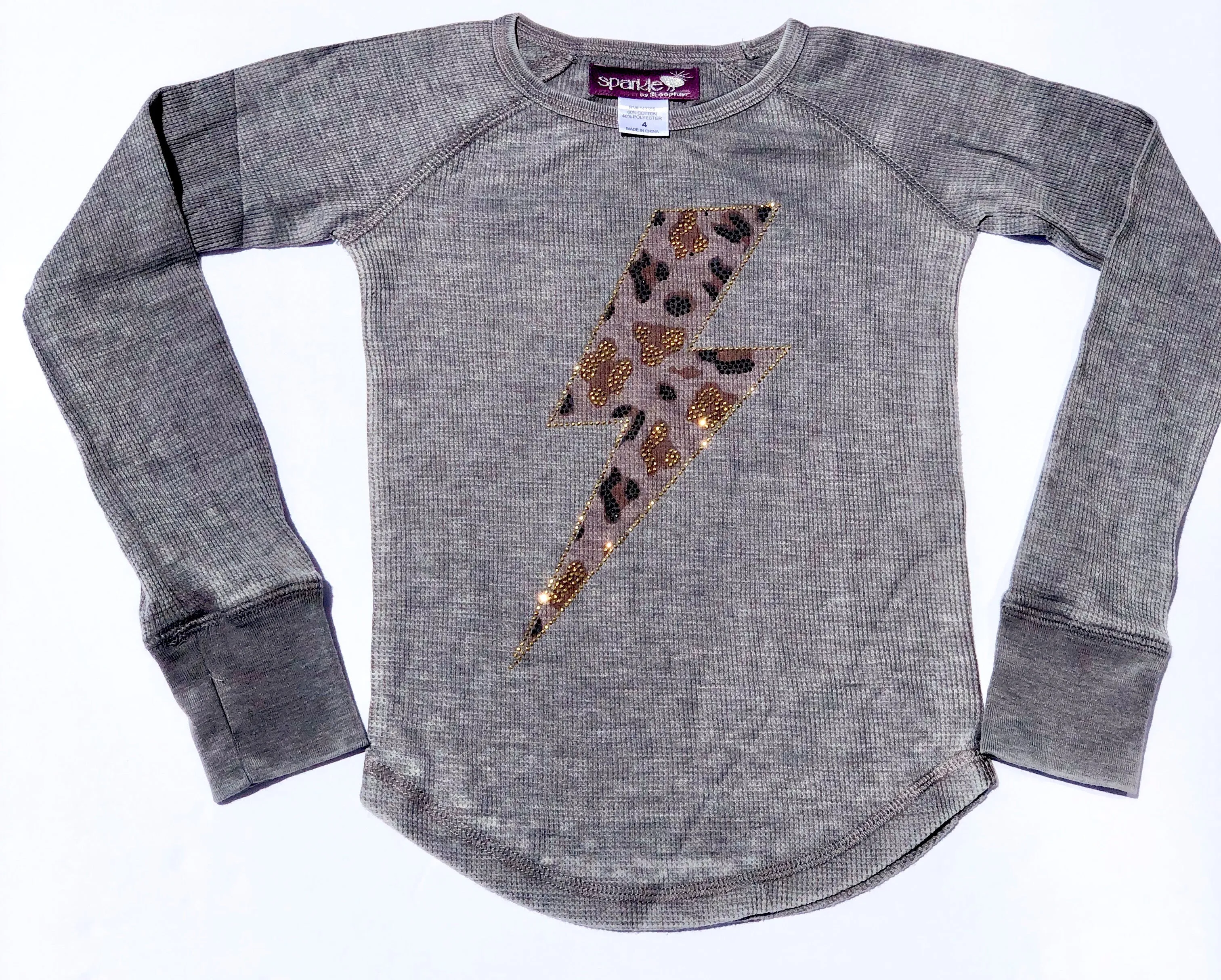 Sparkle by Stoopher Leopard Bolt L/S Thermal Tee