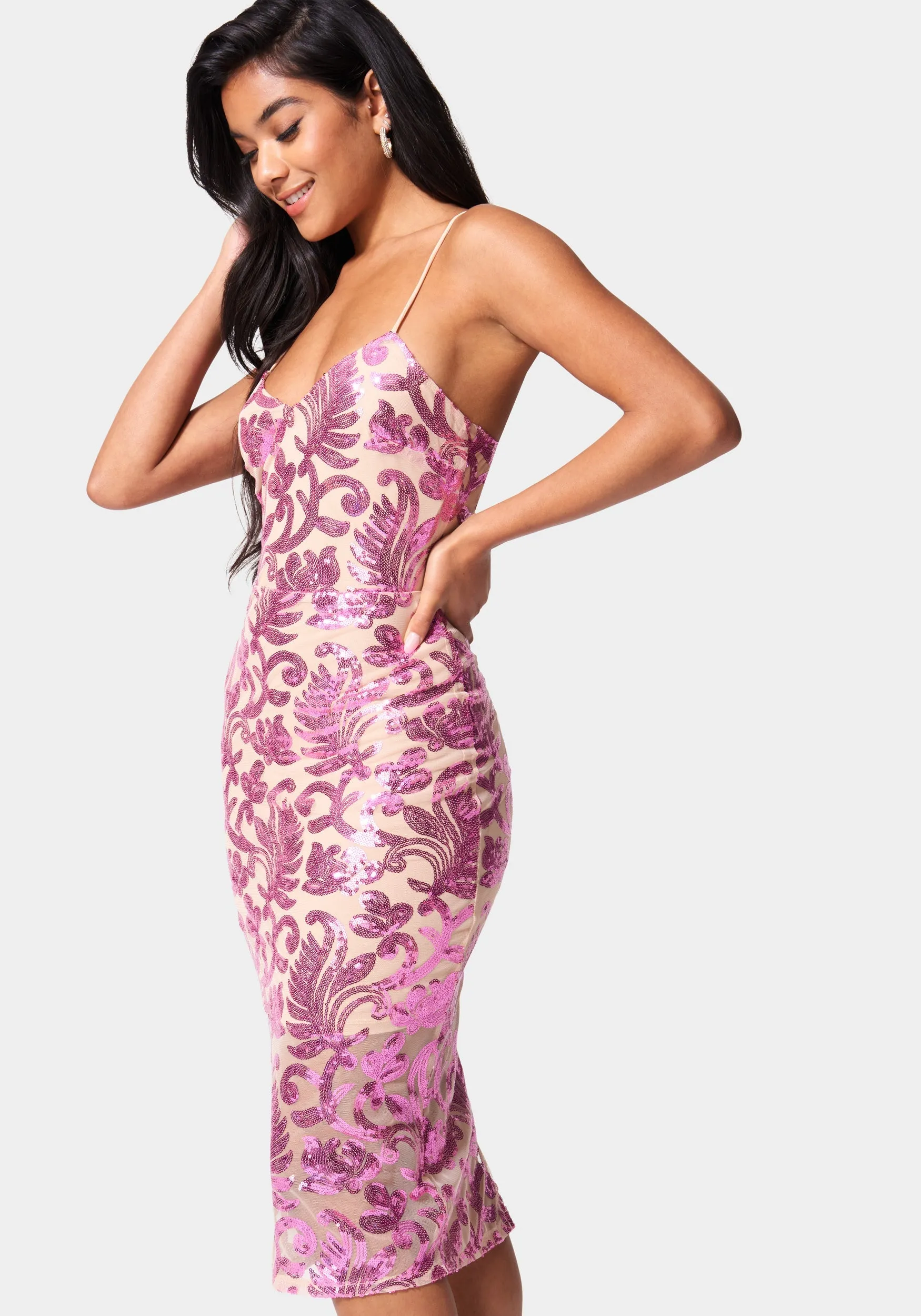 Sparkle Mesh Midi Dress