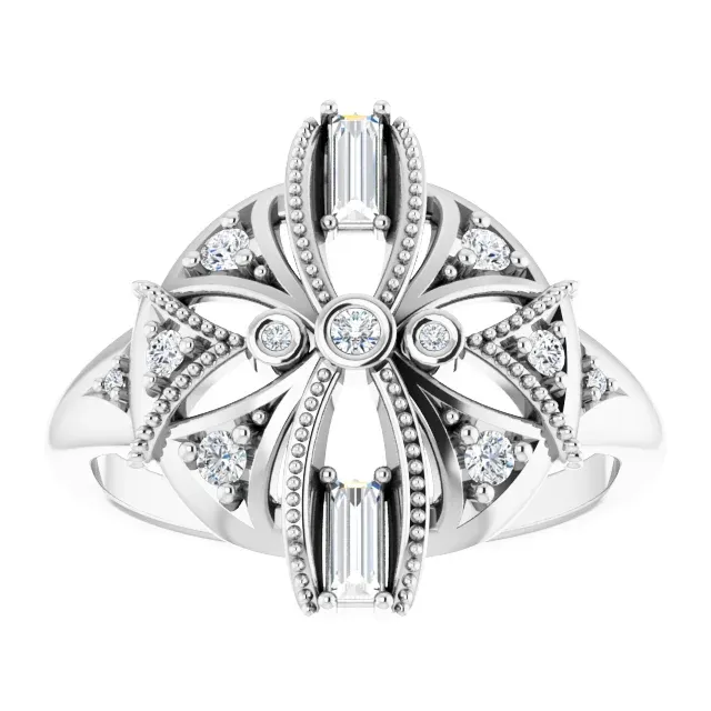 Sterling Silver 1/4 CTW Diamond Vintage-Inspired Ring
