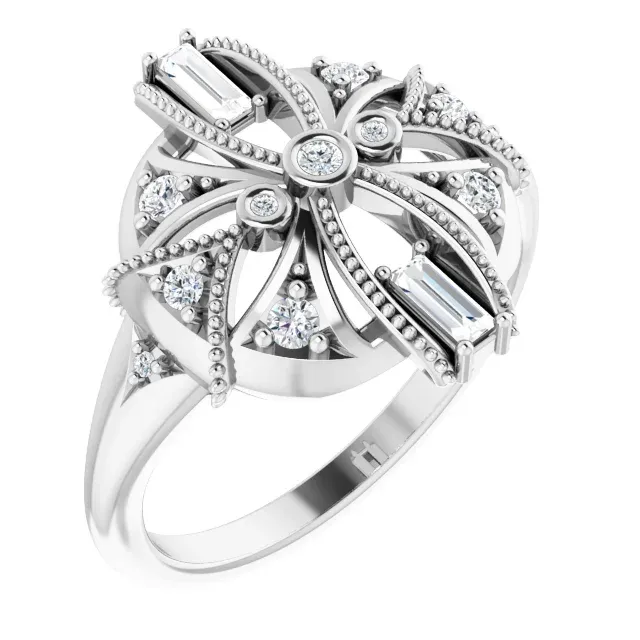 Sterling Silver 1/4 CTW Diamond Vintage-Inspired Ring