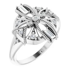 Sterling Silver 1/4 CTW Diamond Vintage-Inspired Ring