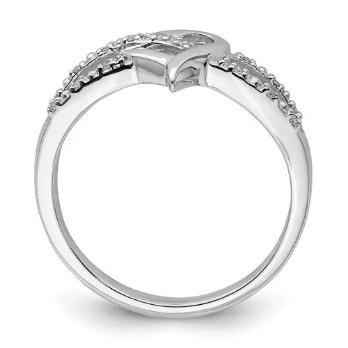 Sterling Silver Genuine Diamond Infinity Inspired Heart Ring