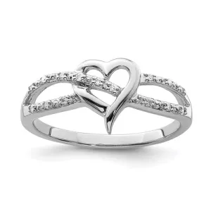 Sterling Silver Genuine Diamond Infinity Inspired Heart Ring