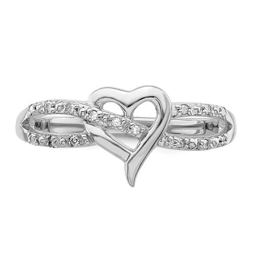 Sterling Silver Genuine Diamond Infinity Inspired Heart Ring