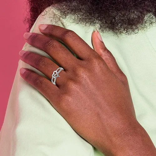 Sterling Silver Genuine Diamond Infinity Inspired Heart Ring