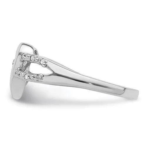 Sterling Silver Genuine Diamond Infinity Inspired Heart Ring