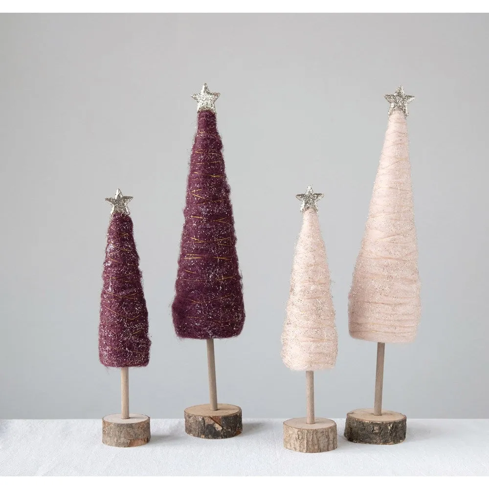 Sugar Plum Wool Sparkle Trees