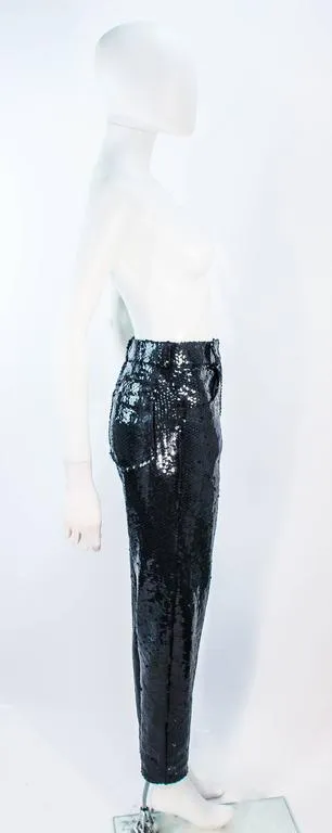 SUITE 101 Vintage Black Stretch High Waist Sequin Pants Size 8-10