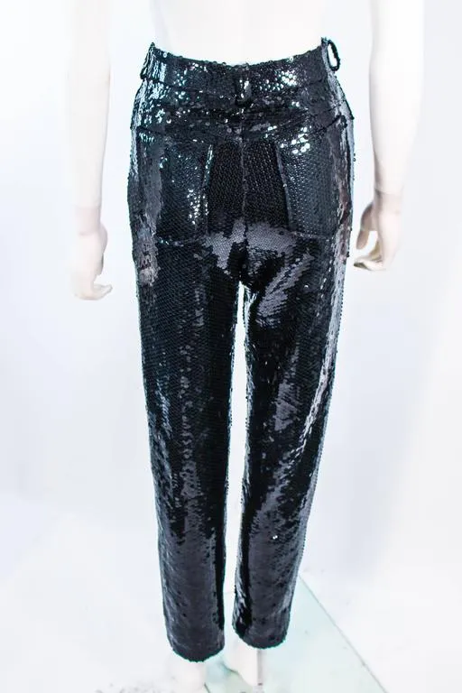 SUITE 101 Vintage Black Stretch High Waist Sequin Pants Size 8-10