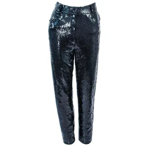 SUITE 101 Vintage Black Stretch High Waist Sequin Pants Size 8-10