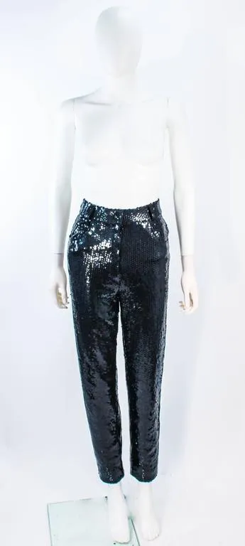 SUITE 101 Vintage Black Stretch High Waist Sequin Pants Size 8-10
