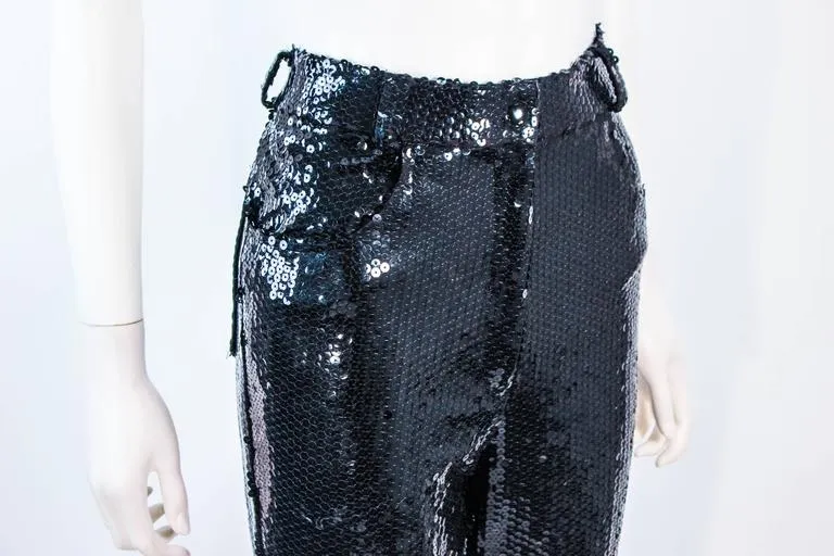 SUITE 101 Vintage Black Stretch High Waist Sequin Pants Size 8-10