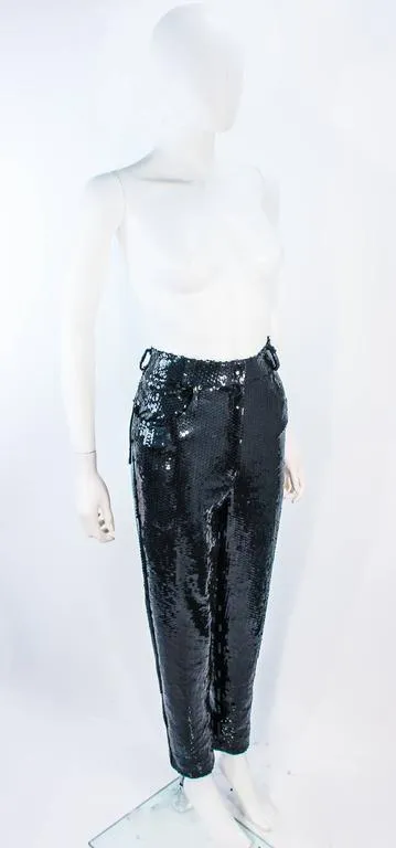 SUITE 101 Vintage Black Stretch High Waist Sequin Pants Size 8-10