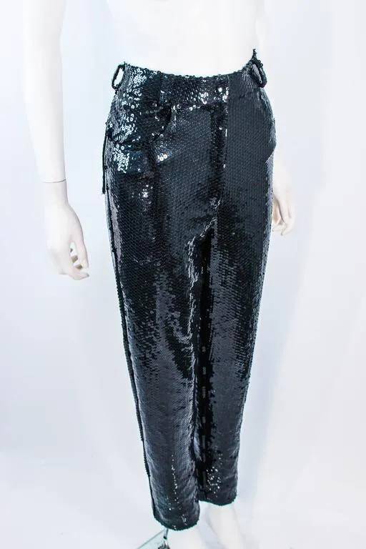 SUITE 101 Vintage Black Stretch High Waist Sequin Pants Size 8-10