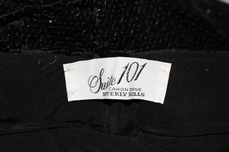 SUITE 101 Vintage Black Stretch High Waist Sequin Pants Size 8-10