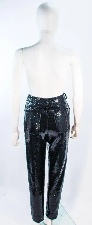SUITE 101 Vintage Black Stretch High Waist Sequin Pants Size 8-10