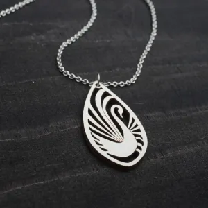 Swan wooden necklace - white