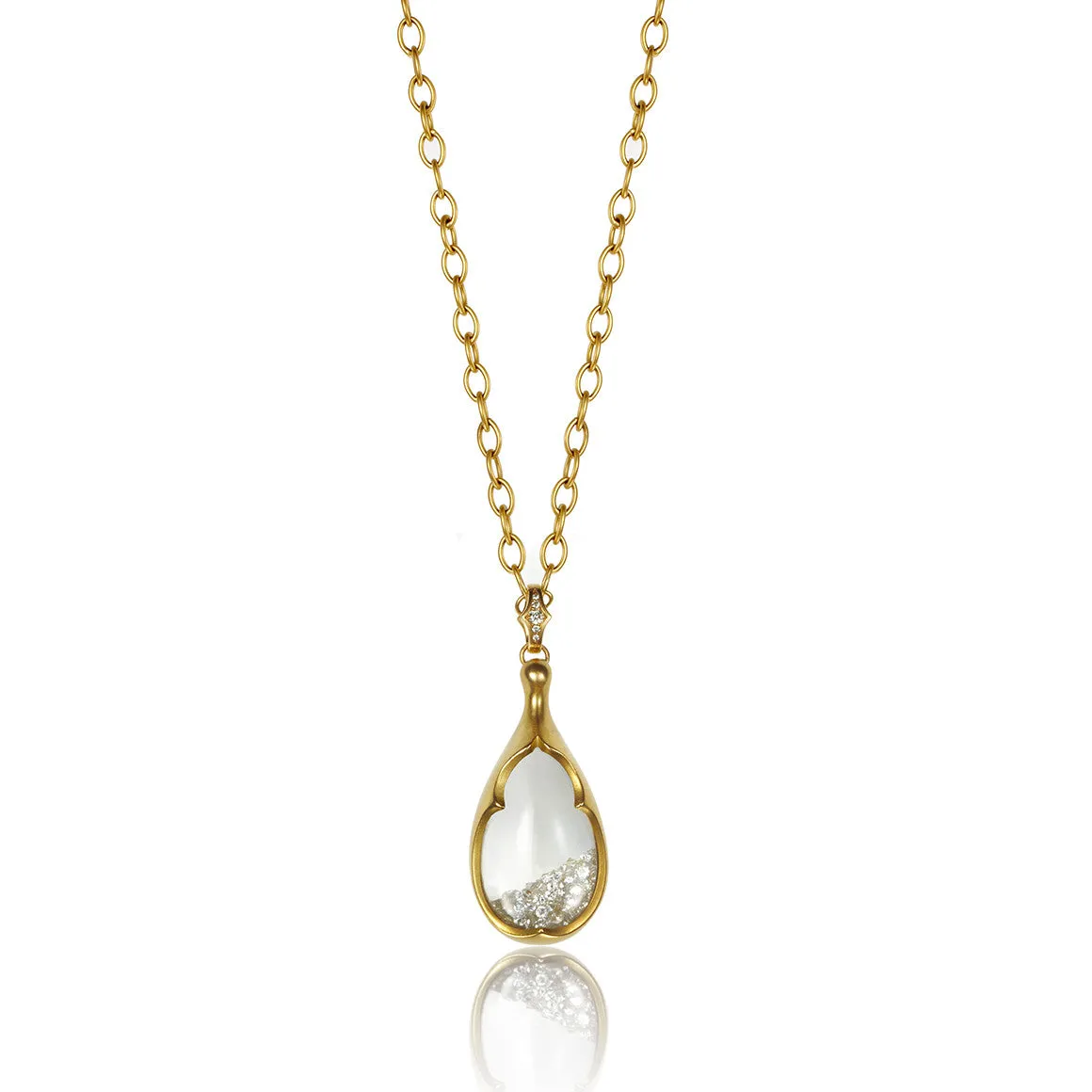 Tearcup Amulet with White Diamonds featuring Pavé Back