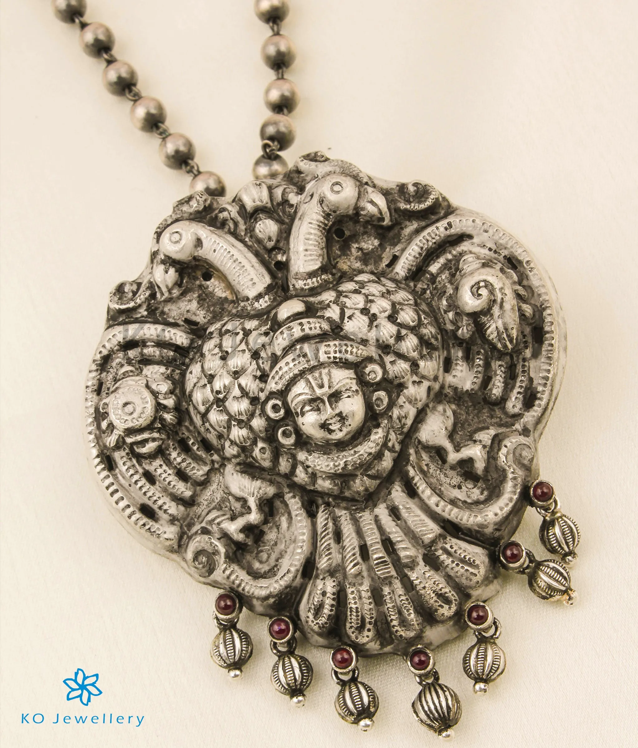 The Bhavya Gandaberunda Silver Nakshi Necklace