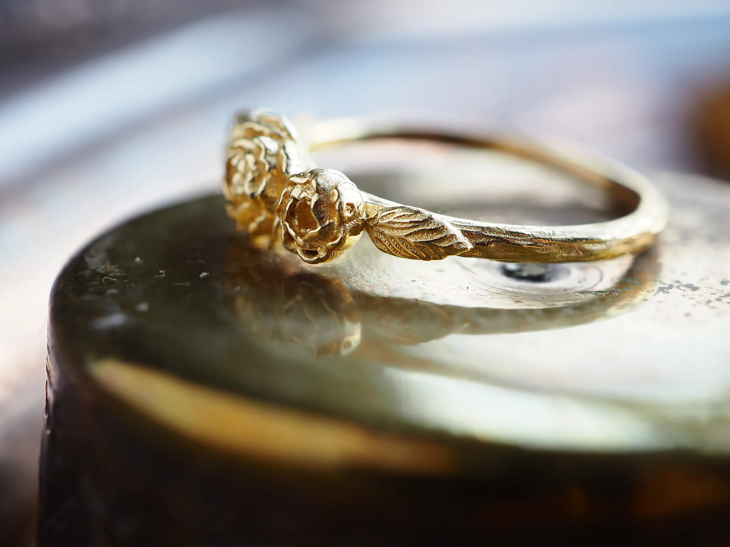 Three Peony Stacking Ring