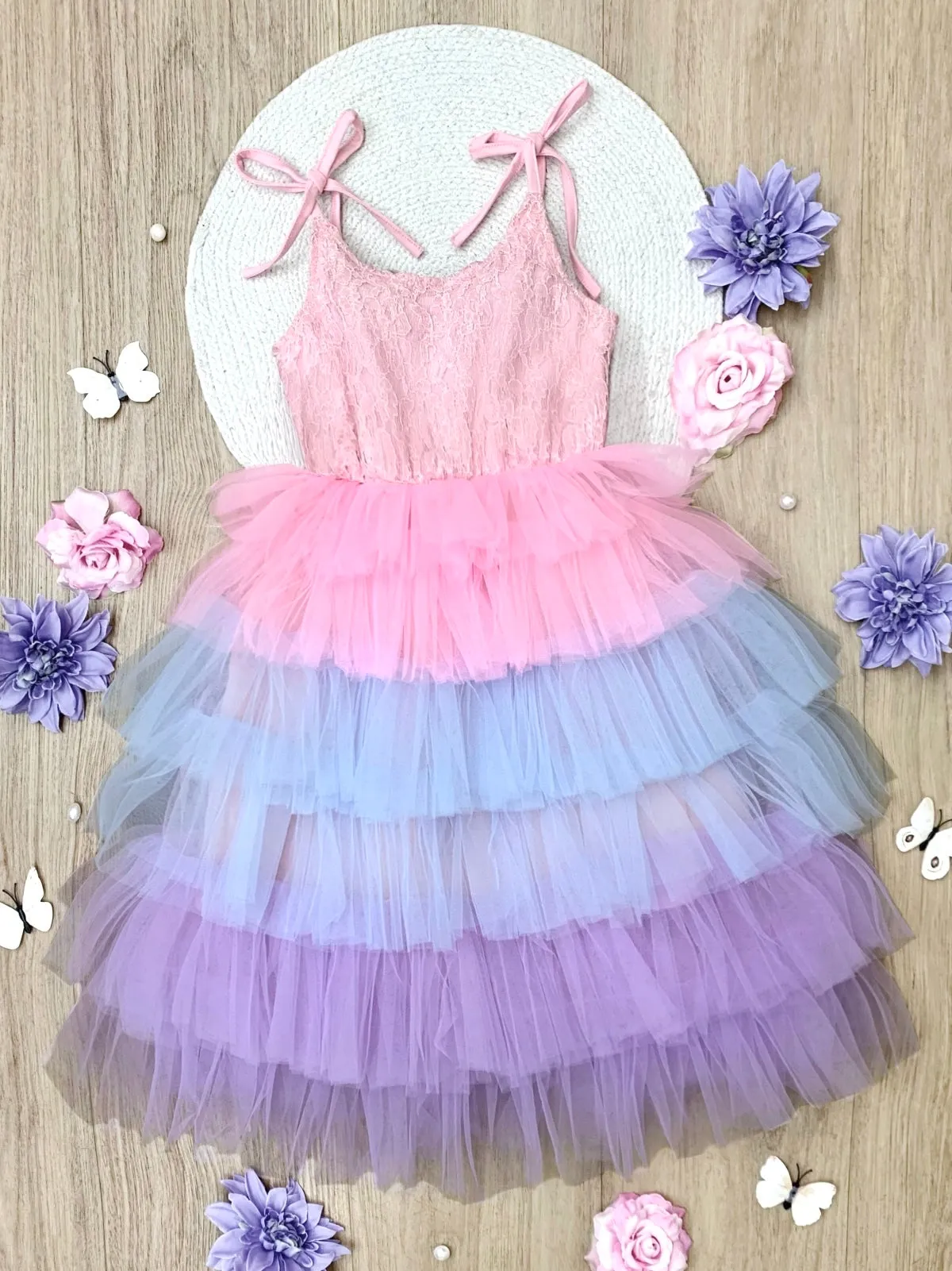 Unicorn Pastel Lace Tiered Tutu Dress
