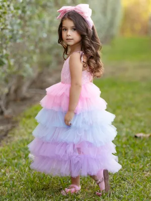 Unicorn Pastel Lace Tiered Tutu Dress