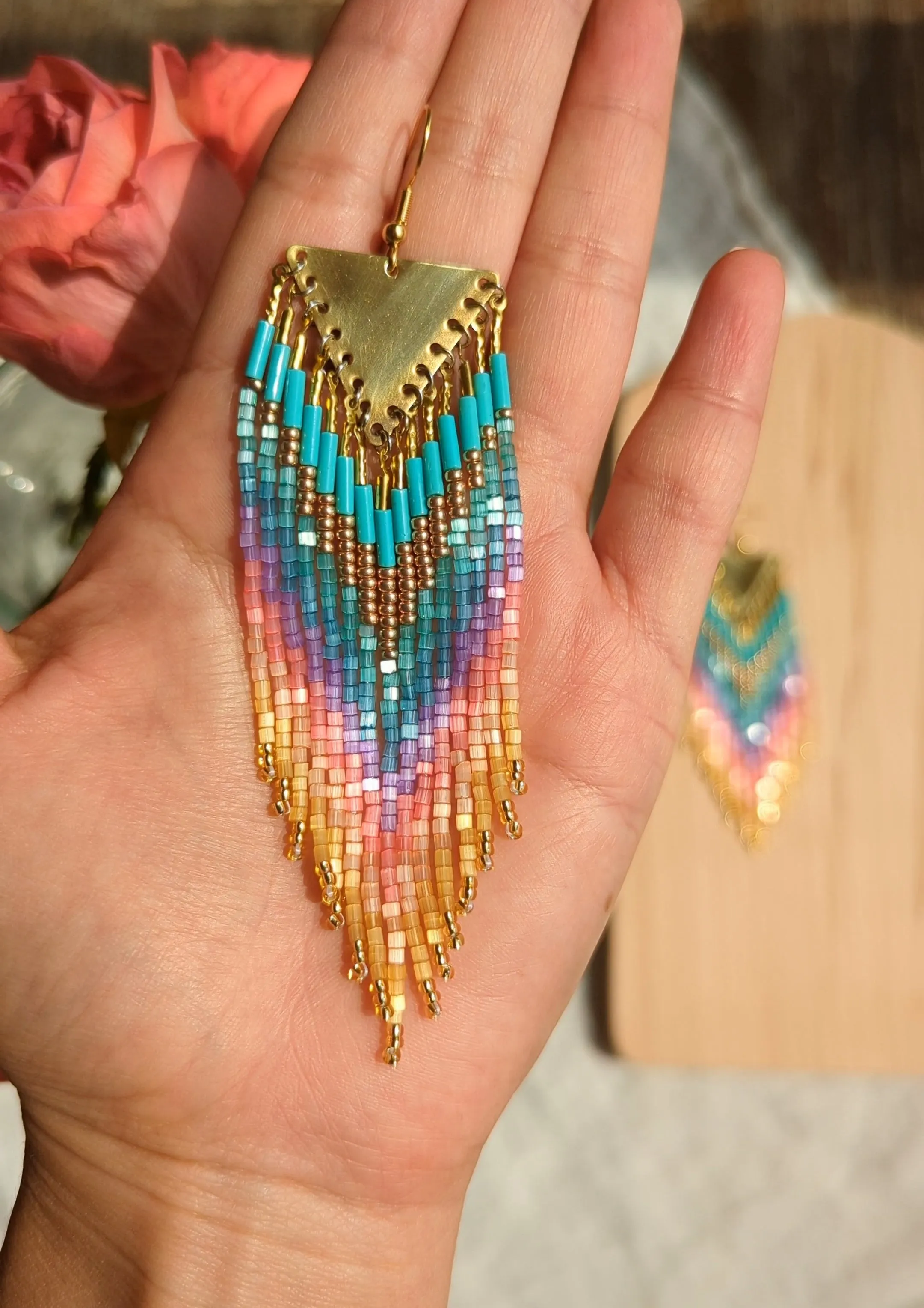 Unicorn's Mane 🦄 Beaded Fringe Earrings
